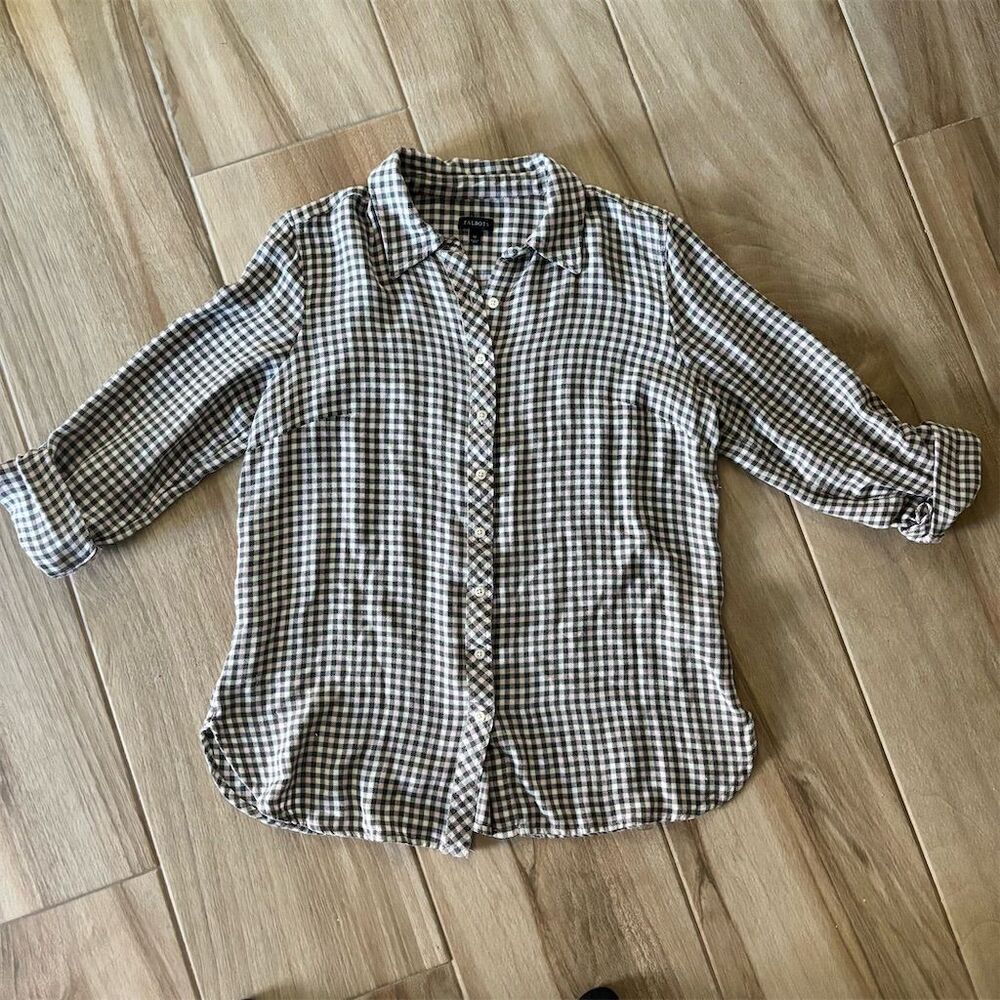 Talbots Women's M Multicolor Gingham Button-Down Shirt Long Sleeve